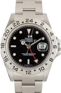 Pre-Owned Rolex Explorer II Stainless Steel Ref 16570 Black Dial