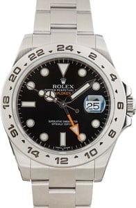 Pre-owned Steel Rolex Explorer II 216570 Black Dial
