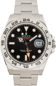 Used Steel Rolex Explorer II Black Chromalight Dial Ref 216570