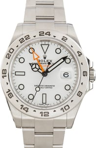 Pre-Owned Stainless Steel Rolex Explorer II White Dial Ref 216570