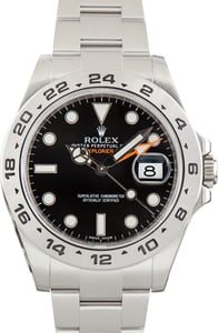 Pre-Owned Steel Rolex Explorer II Black Dial Ref 216570