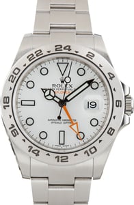 Used Stainless Steel Rolex Explorer II Ref 216570 White Chromalight Dial