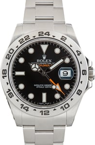 Used Stainless Steel Rolex Explorer II Black Chromalight Dial Ref 216570