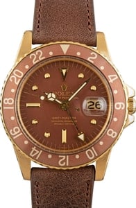 Rolex GMT-Master 40MM Brown Nipple Dial, Root Beer 18k Yellow Gold Case, Circa 1974