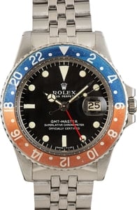 Rolex GMT-Master 40MM Red & Blue Pepsi, Black Dial Stainless Steel Jubilee, Circa 1967
