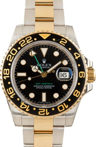Pre-Owned Steel & 18k Yellow Gold Rolex GMT-Master II Ref 116713 Black Dial