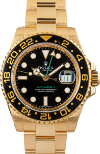 Pre-Owned Rolex GMT-Master II Yellow Gold 116718 Black Dial