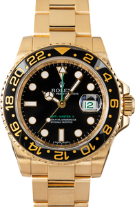 Pre-Owned Rolex GMT-Master II Yellow Gold 116718 Black Dial