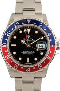 Rolex GMT-Master 40MM Stainless Steel, Black Dial Red & Blue Pepsi, B&P (1989)