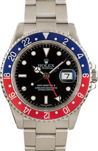 Rolex GMT-Master 40MM Stainless Steel, Oyster Band Pepsi Blue & Red Bezel, B&P (2002)