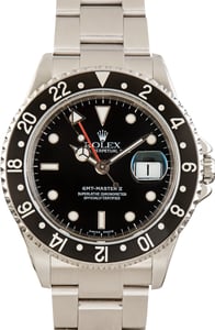 Pre-Owned Steel Rolex GMT-Master II Ref 16710 Black Dial