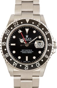 Pre-Owned Rolex GMT-Master II Ref 16710 Stainless Steel Black Dial