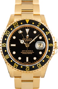 Used Rolex GMT-Master II Black Dial Ref 16718 18K Yellow Gold