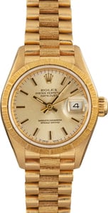 Rolex Datejust 26MM 18k Yellow Gold, Barked Bezel Silver Index Dial, B&P (1990)