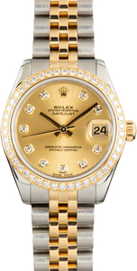 Used Lady Rolex Datejust 31 Ref 178383 Champagne Diamond Dial