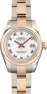 Pre-Owned Lady Rolex Datejust Ref 179161 White Roman Dial