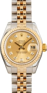 Lady Rolex Datejust 179173 Champagne Diamond Dial