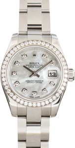Used Diamond Rolex Lady Datejust Ref 179384 Mother of Pearl Dial