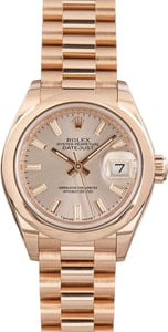 Rolex Lady Datejust 18k Everose Gold 279165 Silver Dial