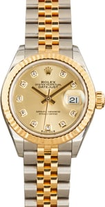 Used Lady Rolex Datejust Two Tone Ref 279173 Champagne Diamond Dial