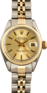 Vintage Two Tone Lady Rolex Datejust Ref 6917 Champagne Dial