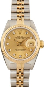 Lady Rolex Datejust Diamond Dial 69173 Two Tone