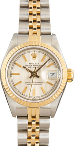 Used Ladies Rolex Datejust 69173 Silver Tapestry Dial