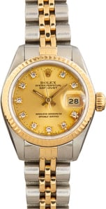 Used Lady Rolex Datejust Diamond Dial 69173 Two Tone