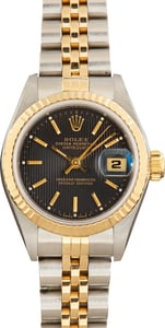 Pre-Owned Ladies Rolex Datejust Steel & Gold Ref 69173 Black Tapestry Dial