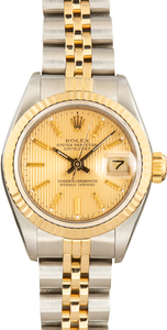 Used Two Tone Lady Rolex Datejust Ref 69173 Champagne Tapestry Dial
