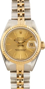 Pre-Owned Two Tone Ladies Rolex Datejust Ref 69173 Champagne Dial