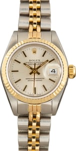 Used Lady Rolex Datejust Fluted Bezel Ref 69173 Silver Dial