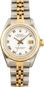 Used Lady Rolex Datejust White Roman Dial Ref 69173
