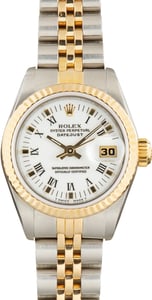 Pre-Owned Lady Rolex Datejust Ref 69173 White Roman Dial