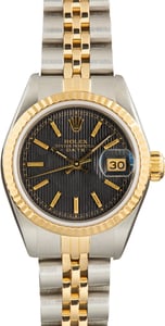 Used Lady Rolex Date Ref 69173 Black Tapestry Dial