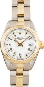 Used Lady Rolex Date Ref 69173 White Roman Dial