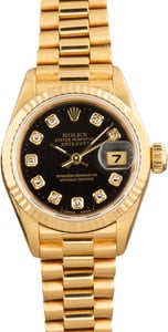 Ladies Rolex Datejust 69178 Black Diamond Dial