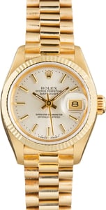 Used Silver Dial Ladies Rolex Datejust Yellow Gold Ref 69178
