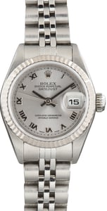 Used Ladies Rolex Datejust Rhodium Roman Dial Ref 79174