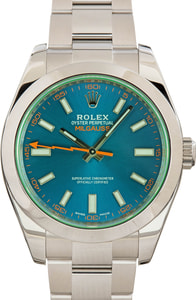 Pre-owned Rolex Milgauss Ref 116400GV Blue Dial