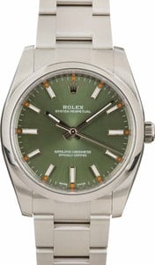 Pre-owned Rolex Oyster Perpetual Olive Green Dial