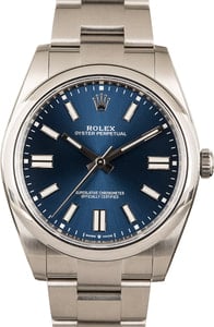 Rolex Oyster Perpetual 41MM Stainless Steel, Oyster Band Blue Chromalight Dial, B&P (2023)
