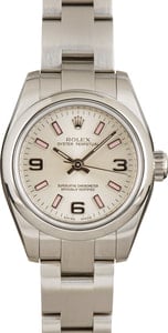 Rolex Oyster Perpetual 26MM Stainless Steel, Silver Dial Pink Index Markers, B&P (2008)