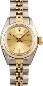 Ladies Rolex Oyster Perpetual 26 Two Tone 6719 Champagne Dial