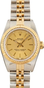 Ladies Rolex Oyster Perpetual 26 Two Tone 76243 Champagne Dial