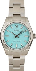 Rolex Oyster Perpetual 31MM Steel, Chromalight Markers Turquoise Blue Dial, B&P (2022)