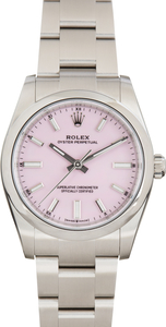 Pre-Owned Rolex Oyster Perpetual 34 Stainless Steel Ref 124200 Candy Pink Dial