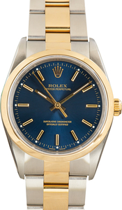 Used Two Tone Rolex Oyster Perpetual 34 Ref 14203 Blue Dial