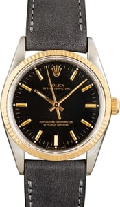 Rolex Oyster Perpetual 34 Two Tone 14233 Black Dial