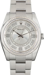 Pre-owned Rolex Oyster Perpetual 36 Ref 116034 Silver Arabic Concentric Dial